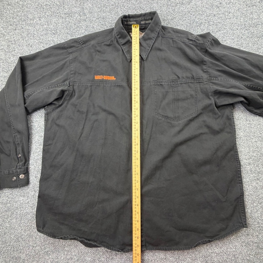 Vintage Harley Davidson Heavy Button‎ Down Shirt Size 2XL Eagle Shirt Black - Picture 14 of 16